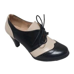 Chase & Chloe Dora-5 Sz 9 Two Tone Mary Jane Pumps Wing Tipped New Saddle Shoe